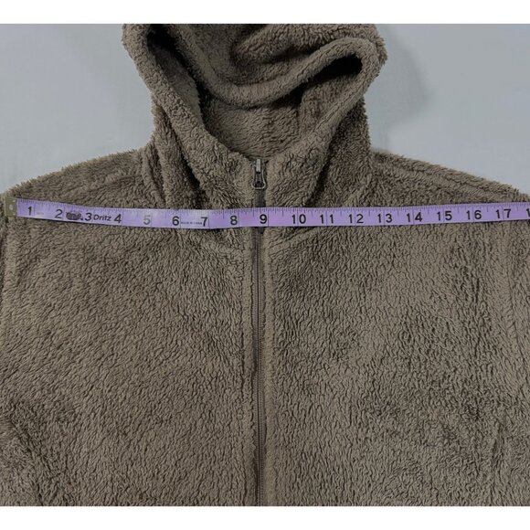 Marmot Women’s Large Hooded Full Zip Fleece Jacket Taupe Plush Teddy Soft Cozy - Picture 9 of 12